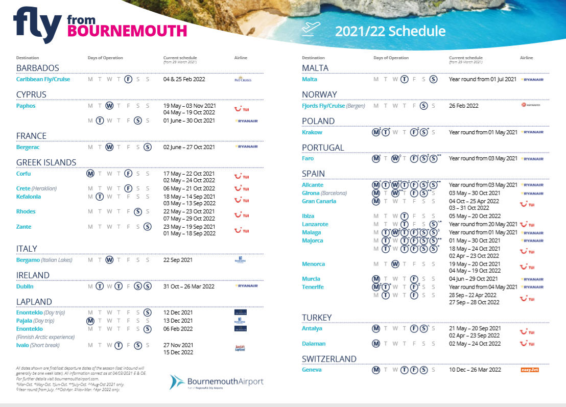 airport schedule 2021